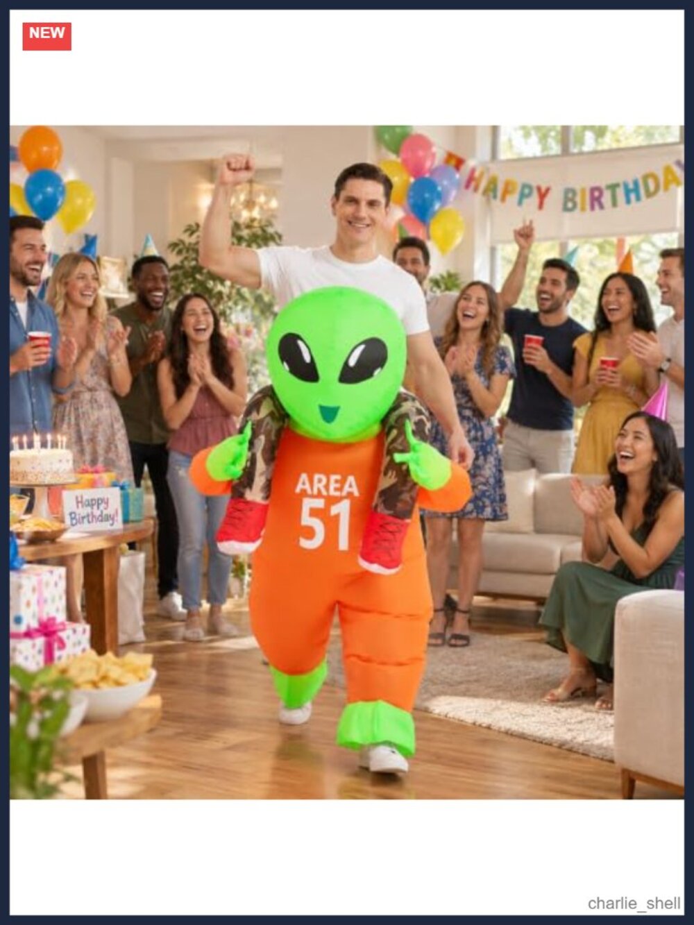 Inflatable Alien Costume Halloween Blow Up Cosplay Suit - Picture 4 of 6